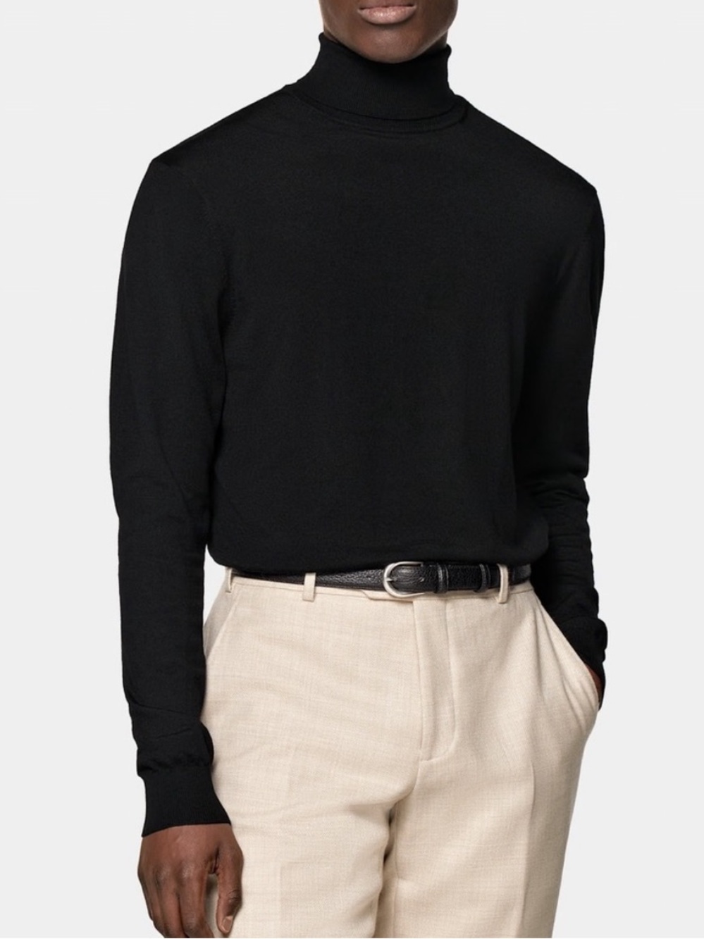 Suit Supply Black Merino Wool Turtleneck
